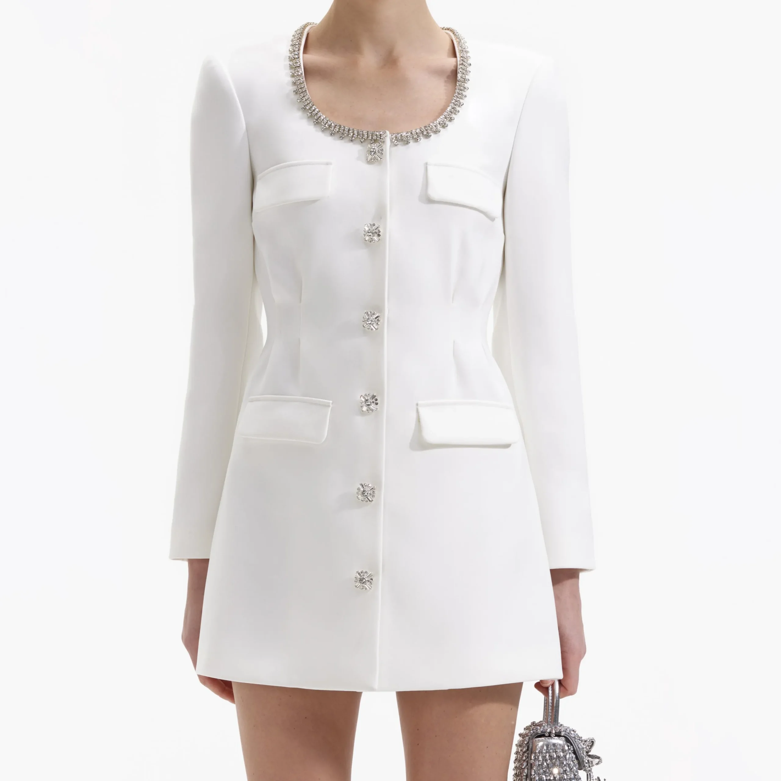 Crepe Diamante Trim Mini Dress^self-portrait Outlet
