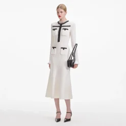 Knit Contrast Trim Midi Dress^self-portrait Sale