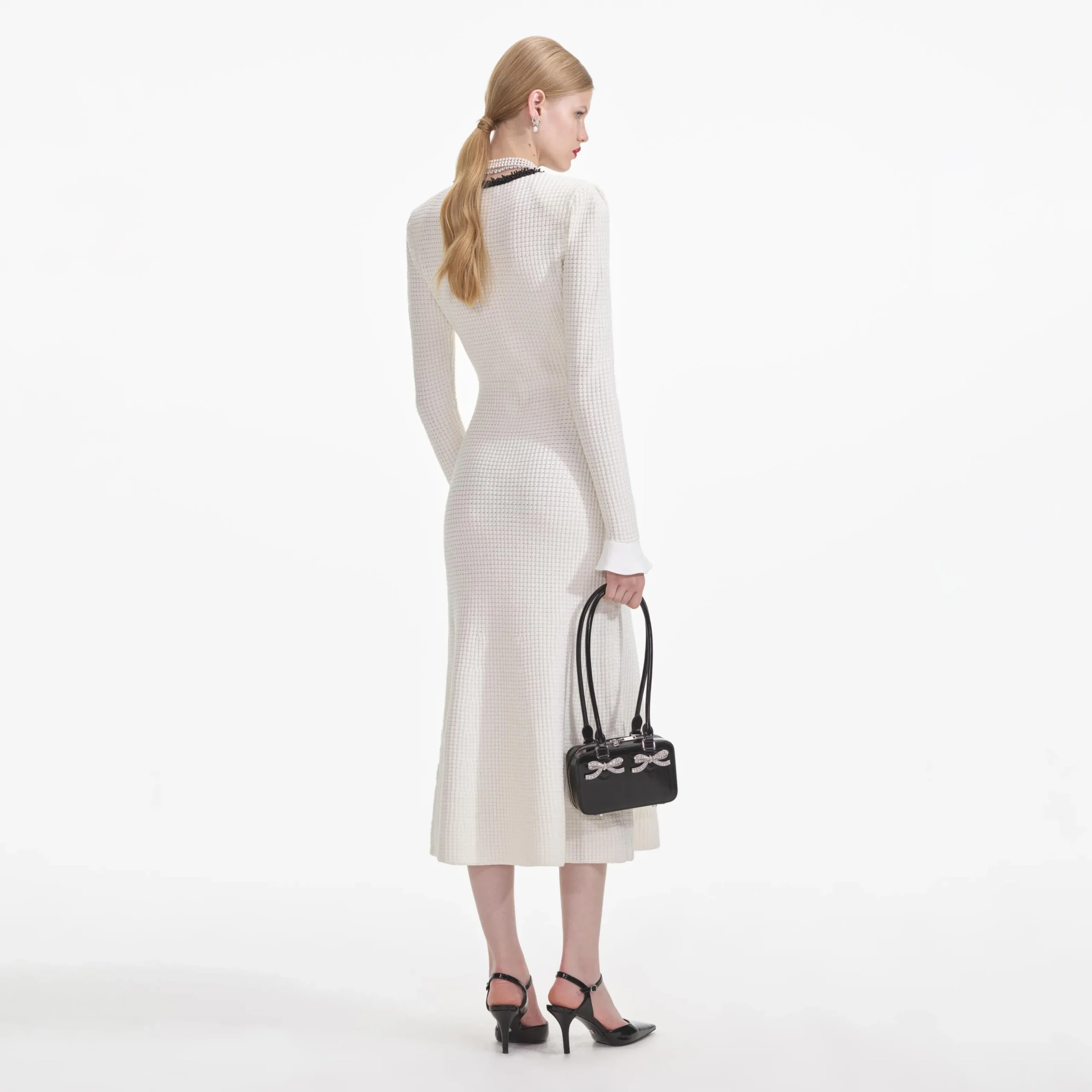 Knit Contrast Trim Midi Dress^self-portrait Sale