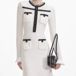 Knit Contrast Trim Midi Dress^self-portrait Sale