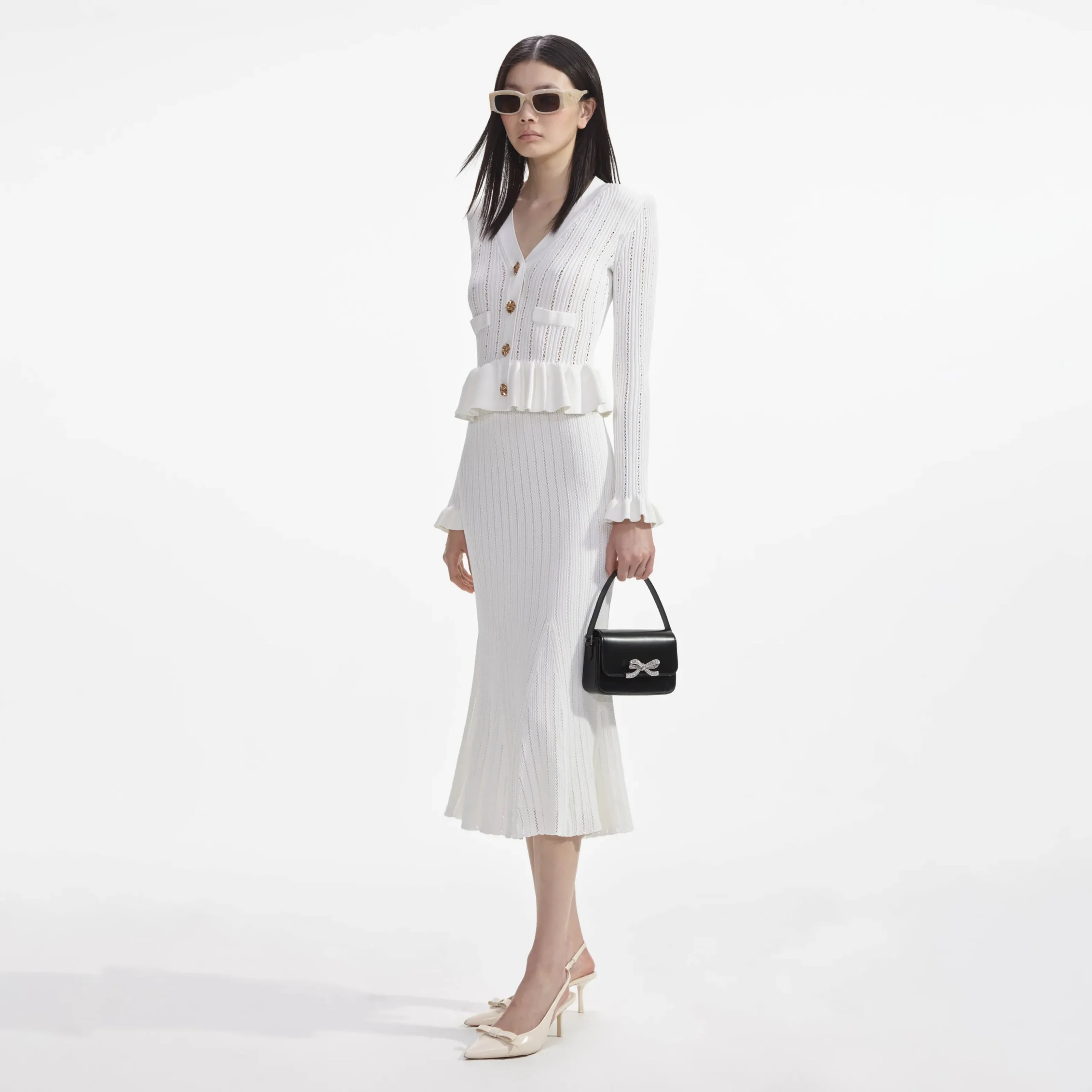 Knit Peplum Midi Dress^self-portrait Flash Sale