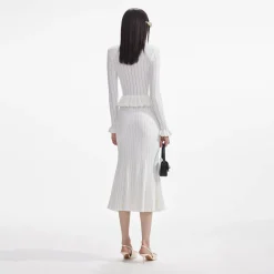 Knit Peplum Midi Dress^self-portrait Flash Sale