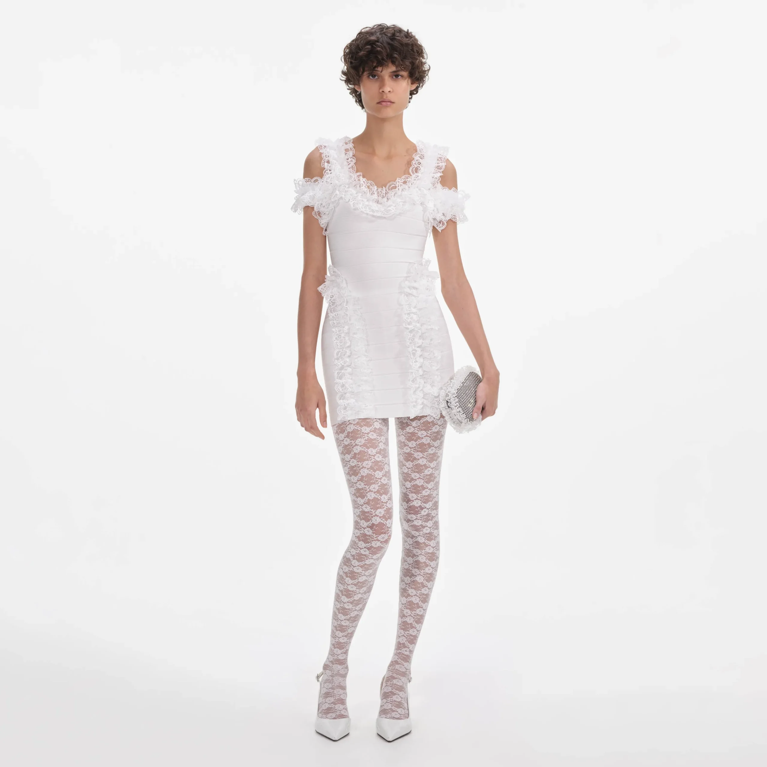Knit Ruffle Mini Dress^self-portrait Clearance