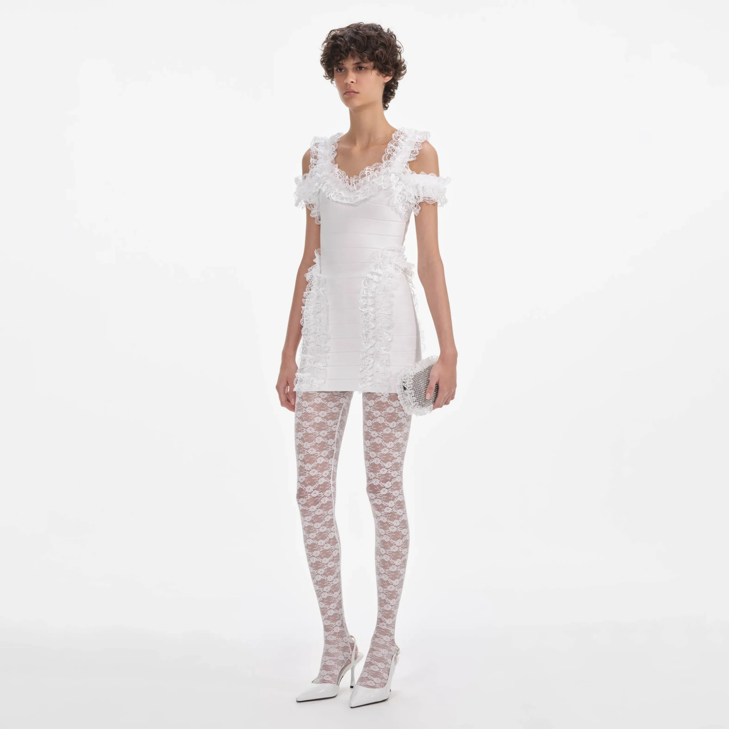 Knit Ruffle Mini Dress^self-portrait Clearance