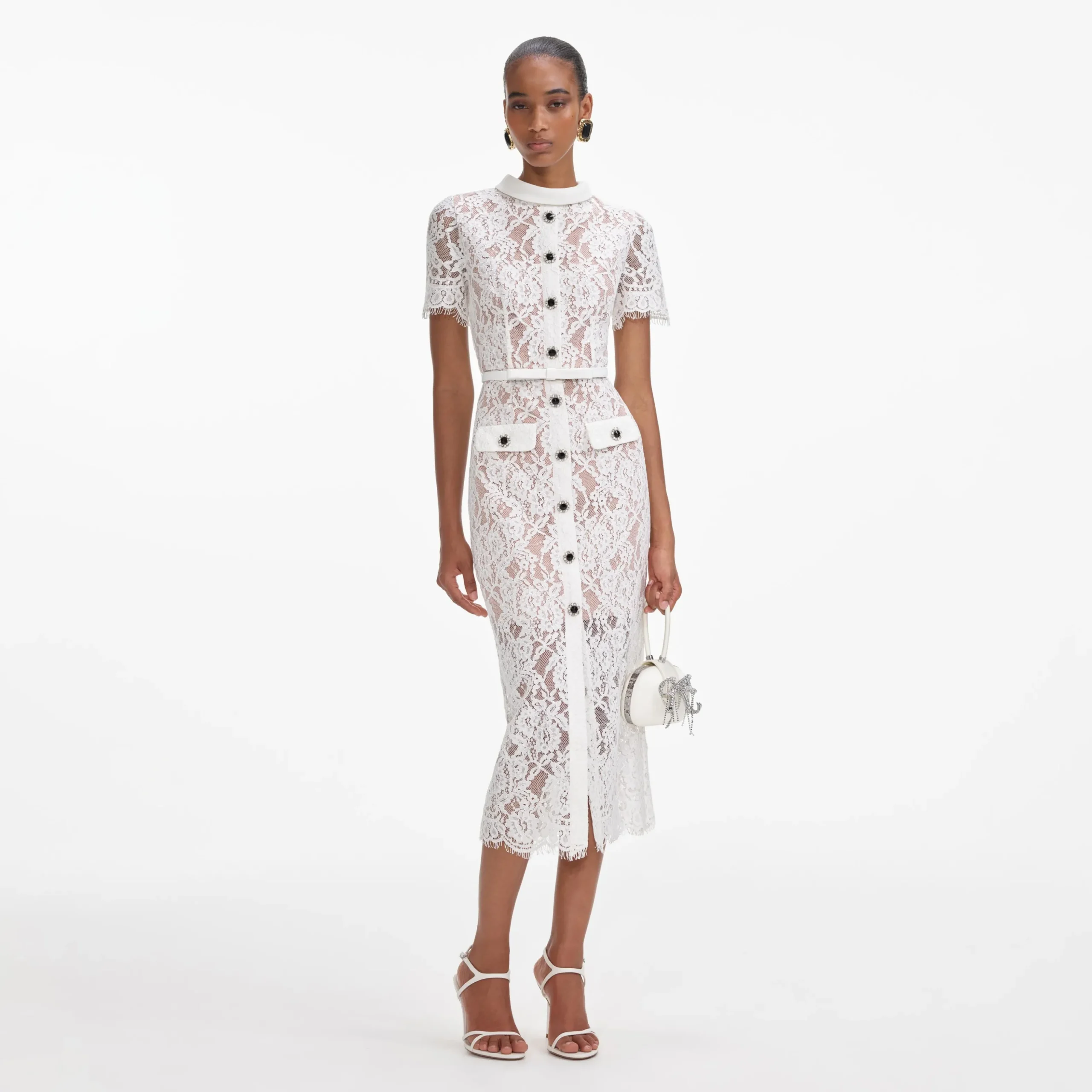 Lace Button Midi Dress^self-portrait Cheap