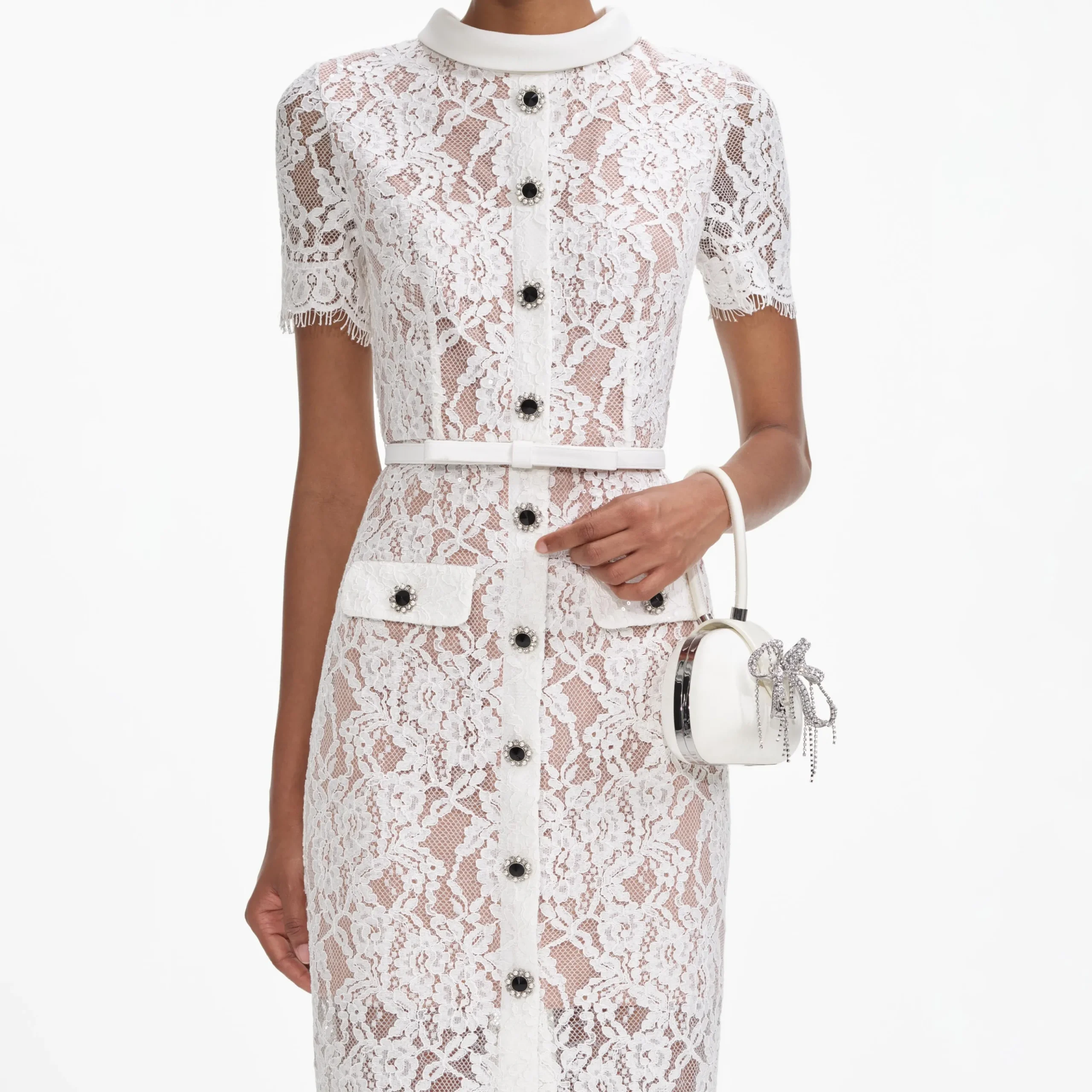 Lace Button Midi Dress^self-portrait Cheap