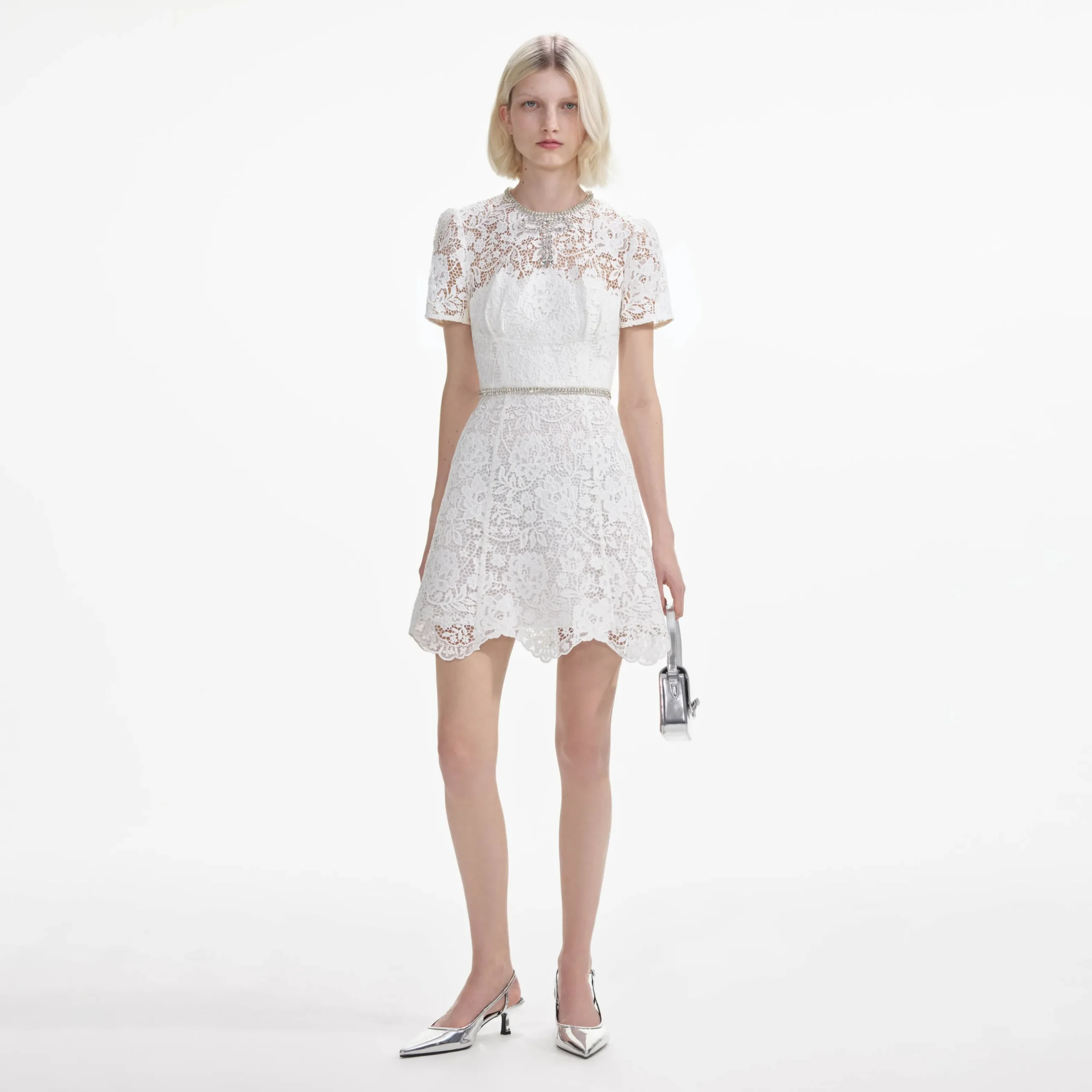 Lace Diamante Mini Dress^self-portrait Cheap