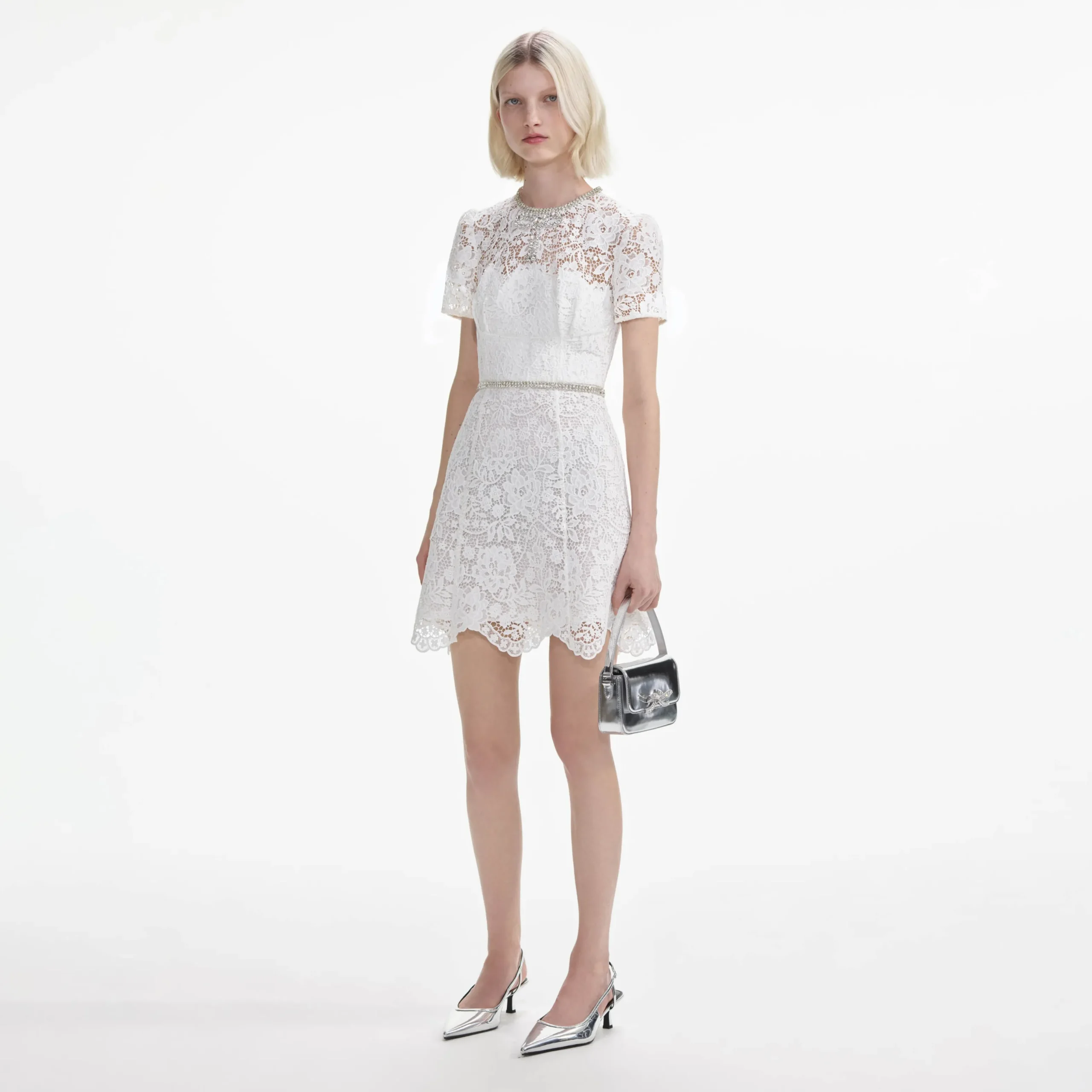 Lace Diamante Mini Dress^self-portrait Cheap