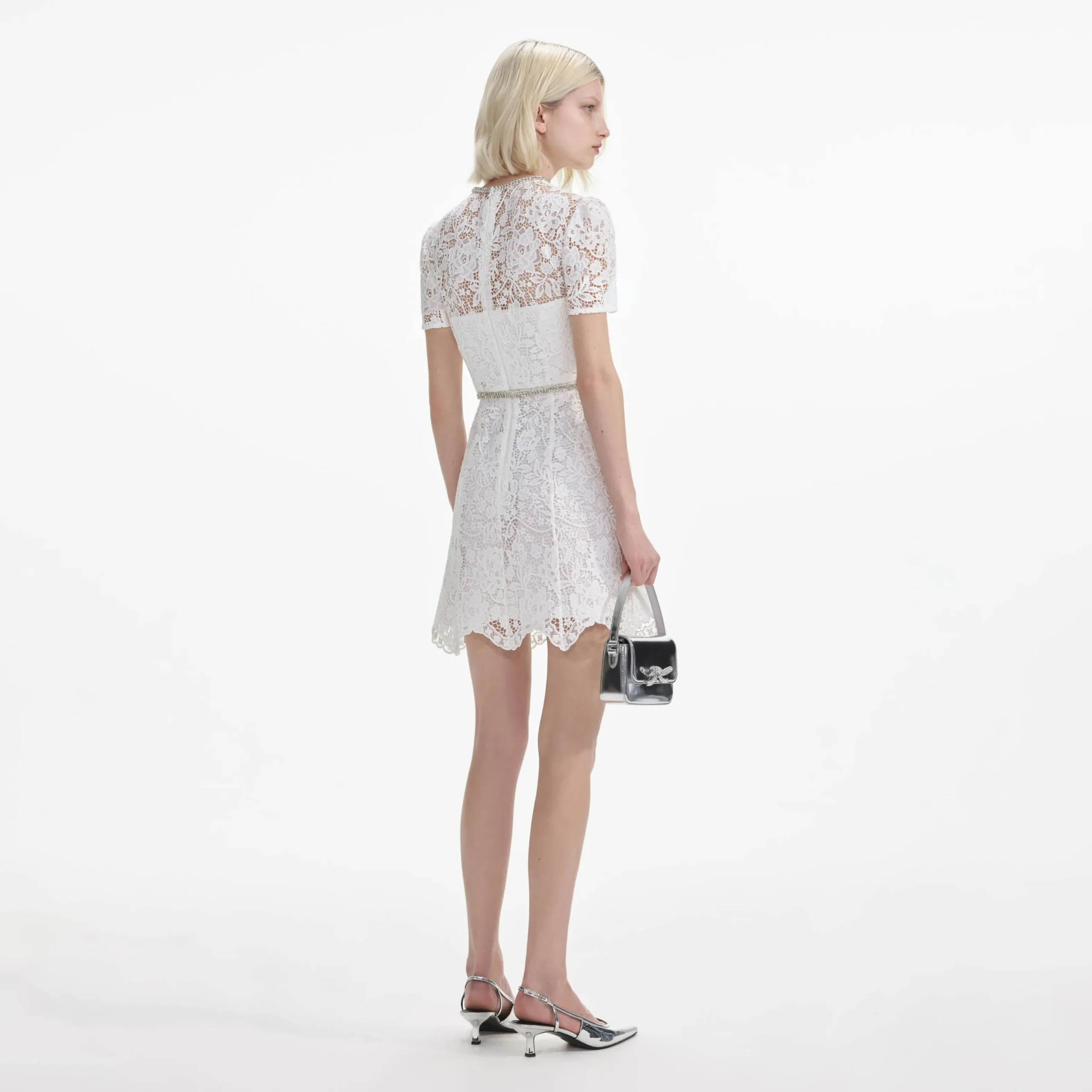 Lace Diamante Mini Dress^self-portrait Cheap
