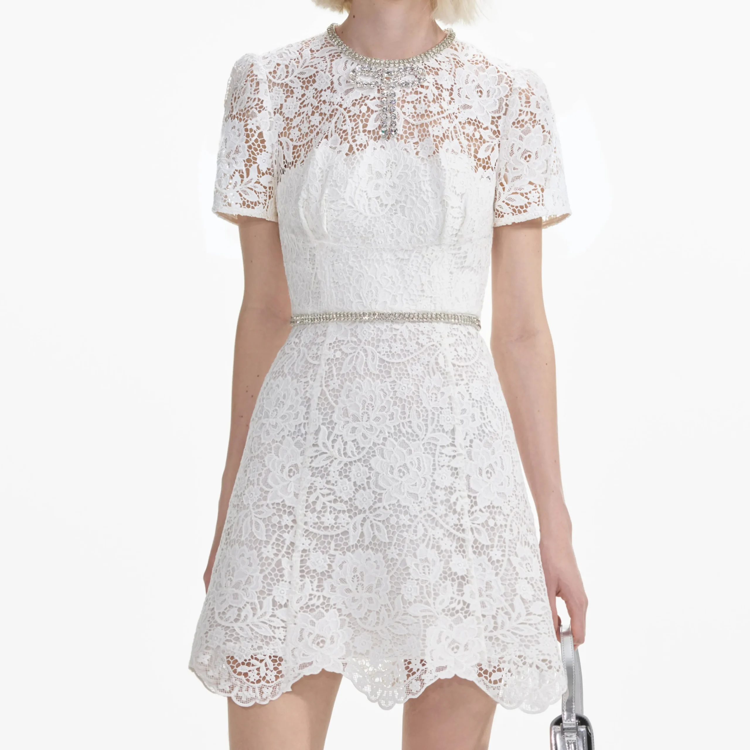 Lace Diamante Mini Dress^self-portrait Cheap