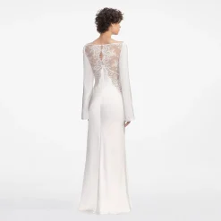 Lace Satin Long Sleeve Maxi Dress^self-portrait Cheap
