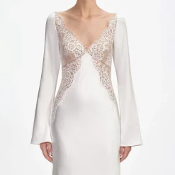 Lace Satin Long Sleeve Maxi Dress^self-portrait Cheap