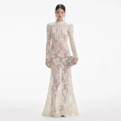 Rhinestone Lace Maxi Dress^self-portrait Cheap