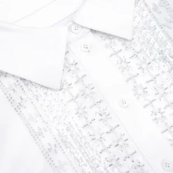 Satin Embellished Bib Blouse^self-portrait Fashion