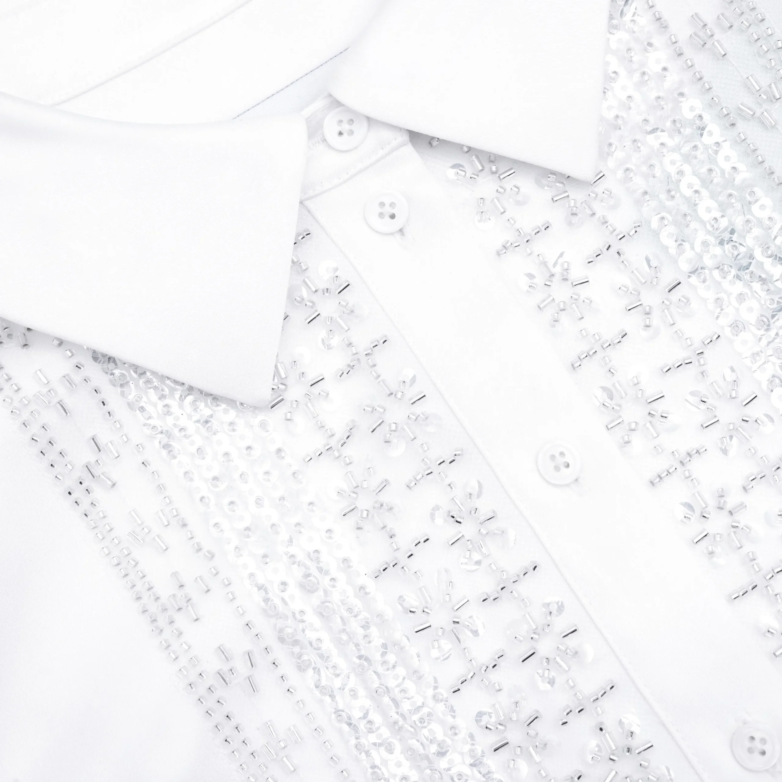 Satin Embellished Bib Blouse^self-portrait Fashion