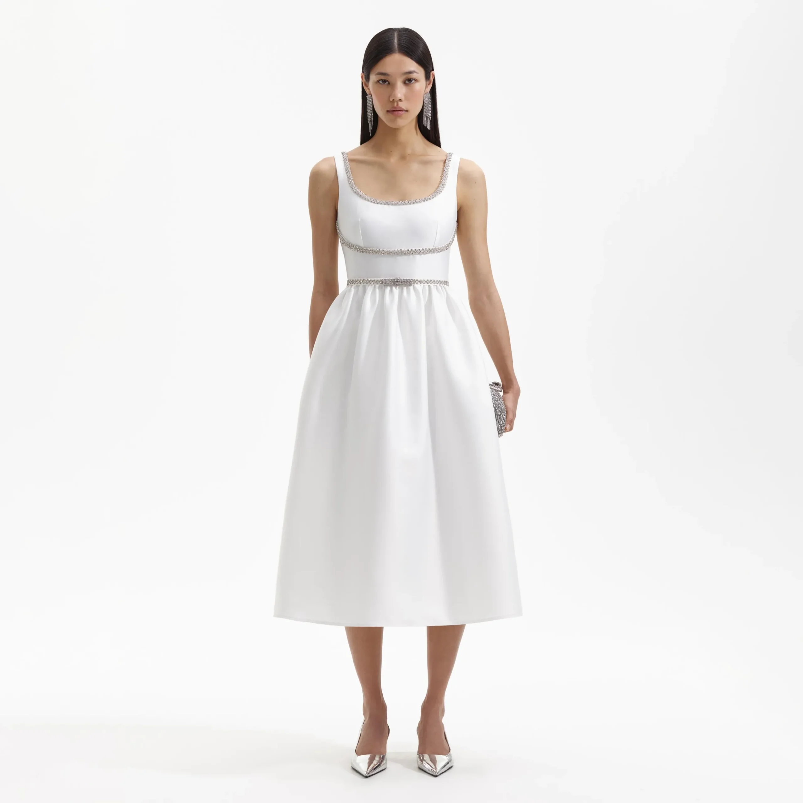 Taffeta Diamante Bow Midi Dress^self-portrait Discount