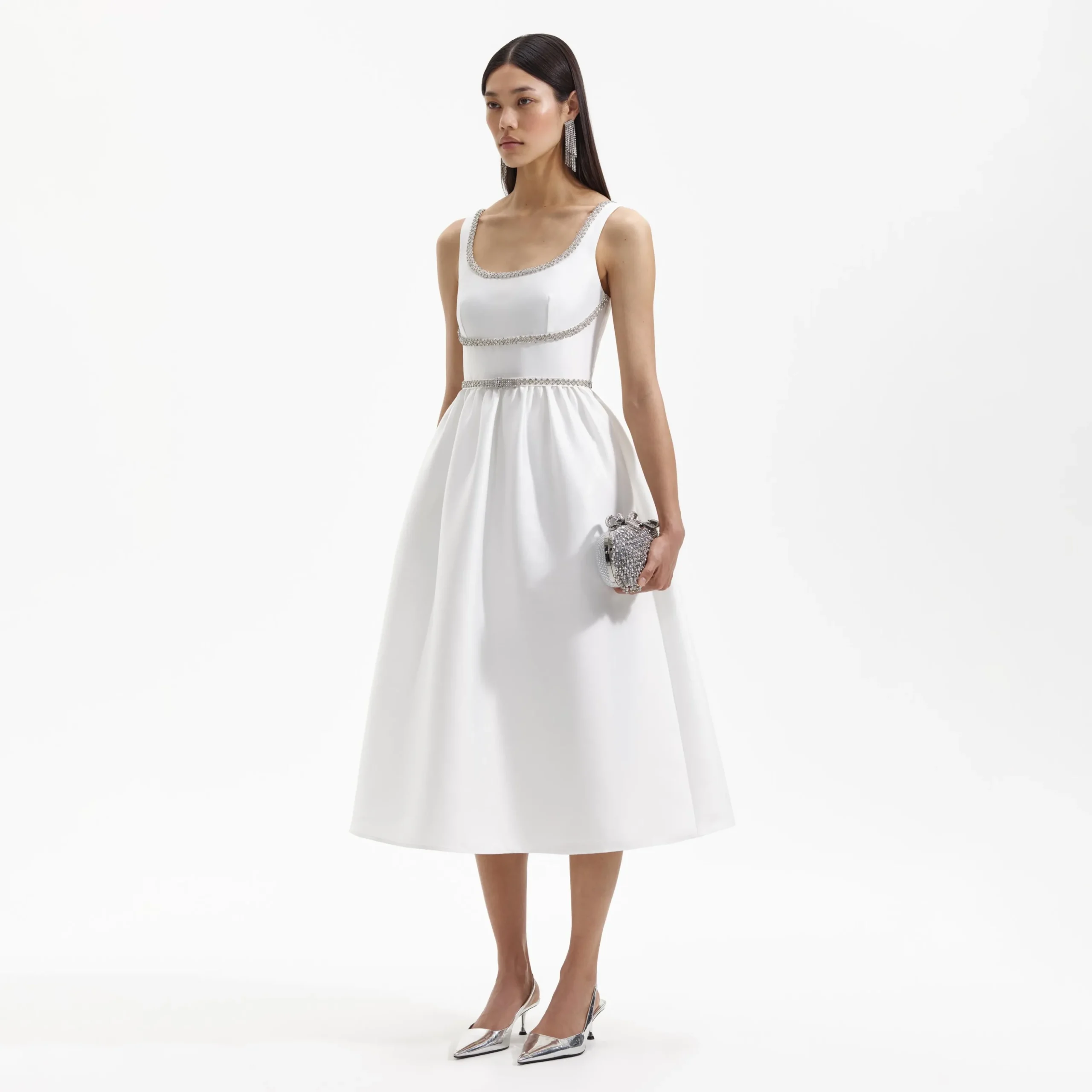 Taffeta Diamante Bow Midi Dress^self-portrait Discount