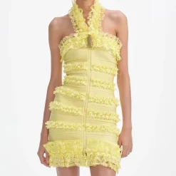 Knit Zip Ruffle Mini Dress^self-portrait Online