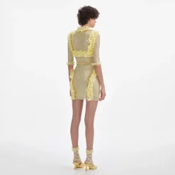 Rhinestone Mesh Ruffle Mini Dress^self-portrait Shop